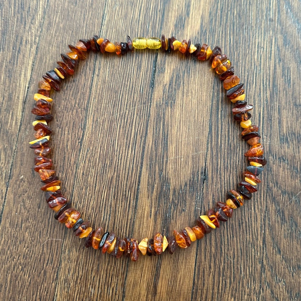 Vintage Amber Necklace of Free Form Shape Baltic Amber